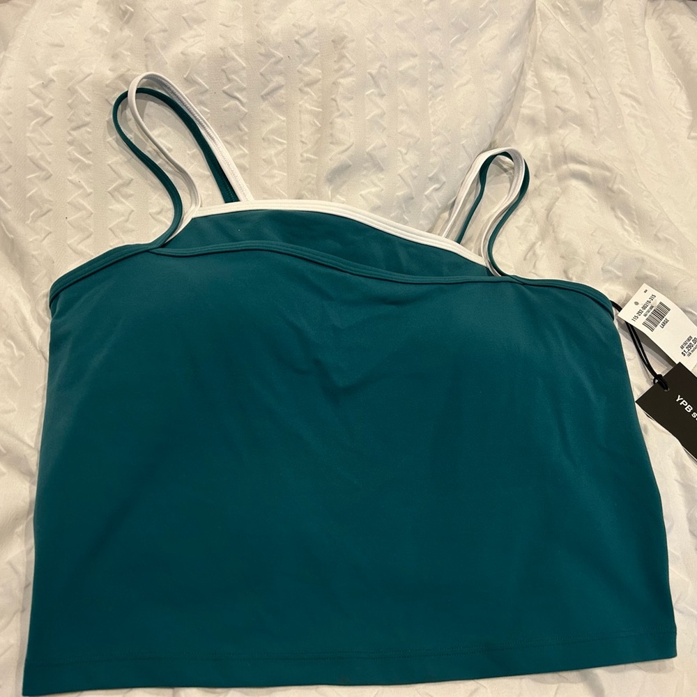 Teal Women's Top with White Trim
